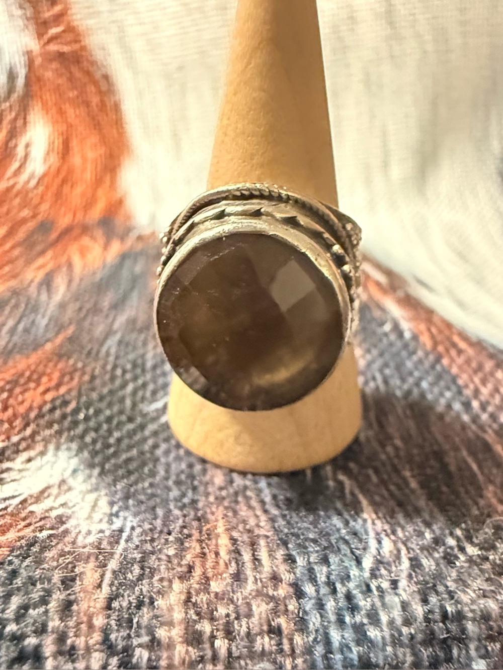 Vintage Sterling Silver Smoky Topaz 8.5 Statement Ring